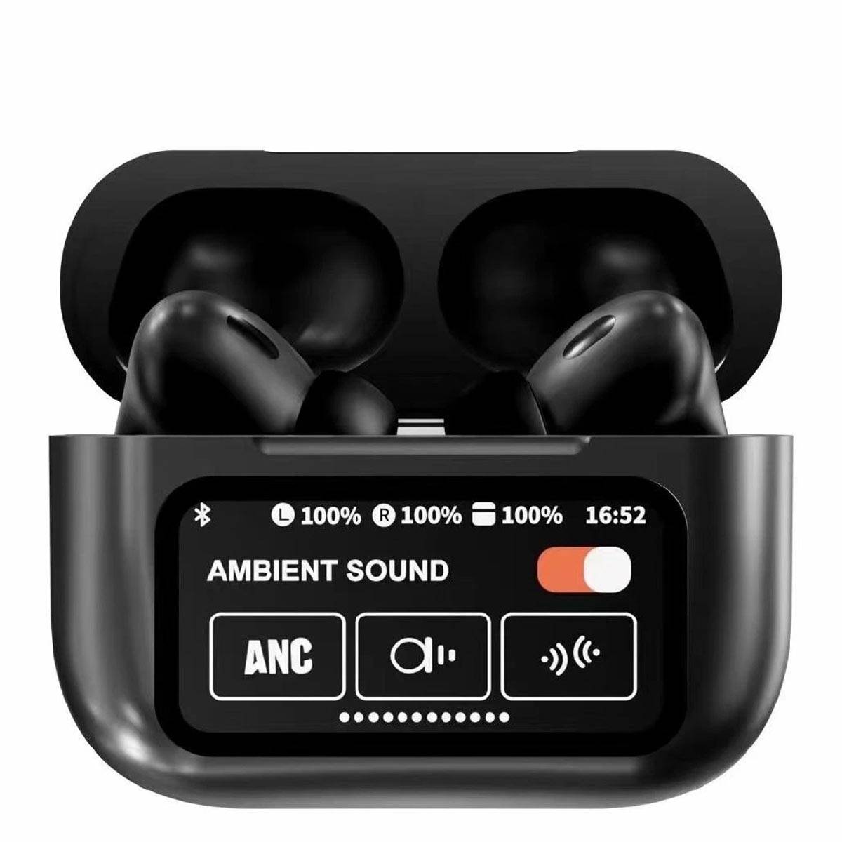 A9 Pro Airpods pro Touch Screen Display ANC Wireless Headset TWS Noise Cancelling Earbud Bluetooth Headphone 5.4 Long Battery life for All Android Mobile Phones & iOS