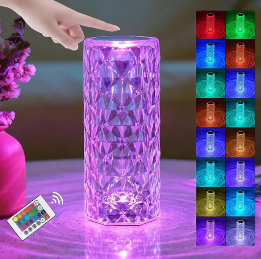 Crystal Diamond Table Lamp, Color Changing Touch Lamp USB Romantic Rose Diamond Table Lamps, Remote Touch Creative Lights for Bedroom Living Room Party Dinner Décor Crystal Lamp Diamond Lamp Night Light Lamp RGB Touch Table Lamp